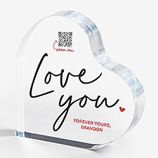 Love You Personalized Video QR Code Acrylic Heart Keepsake - 57145