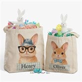 Storybook Boy Bunny Personalized Easter Canvas Tote Bags - 57194