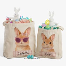 Storybook Girl Bunny Personalized Easter Canvas Tote Bag - 57342