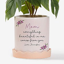 Everything Beautiful Personalized Ceramic Flower Pot with Tray - Pink - 57364