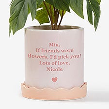 Personalized Pink Ceramic Flower Pot with Tray - Write Your Own - 57365