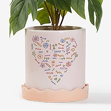 Blooming Heart Personalized Pink Ceramic Flower Pot with Tray  - 57367
