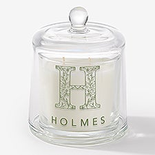 Floral Initial Personalized Cloche Candle  - 57473