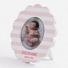 Tiny Treasures Personalized Baby Round Scallop Edge Picture Frame - 57480