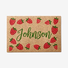 Strawberry Patch Personalized 18x27 Synthetic Coir Doormat - 57554