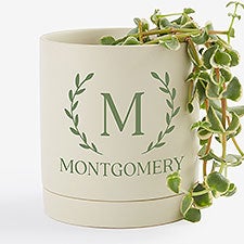 Laurel Initial Personalized Ceramic Flower Pot  Saucer - Cream  - 57607