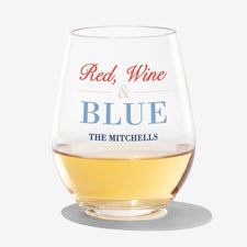 Watercolor Freedom Personalized Tritan Unbreakable Wine Glass  - 57659