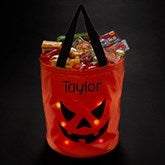 Embroidered Collapsible Pumpkin Light Up Treat Bag - 57680