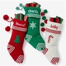 Embroidered Nostalgic Knit Christmas Stockings - 57800