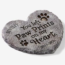 Paw Prints On My Heart Personalized Memorial Heart Garden Stone - 57812
