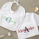 Personalized Embroidered Baby Clothes - Boys Name & Initial - 5791