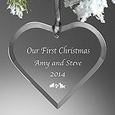 Personalized Christmas Ornaments - Glass Heart  - 5809