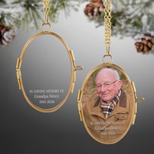 In Loving Memory Personalized Gold Glass Oval Frame Ornament - 58192