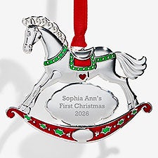 Babys First Christmas Engraved Metal Rocking Horse Ornament - 58286