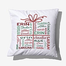 Christmas Present Repeating Name Personalized Throw Pillow - 58325