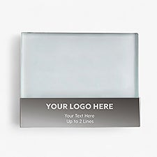 Personalized Logo Glass Block Silver Base Picture Frame