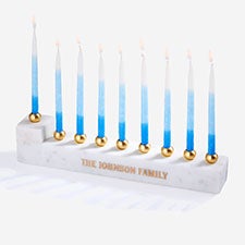 Engraved Faceted Marble Menorah - 58469