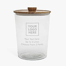 Personalized Logo Engraved Glass Ice Bucket with Acacia Lid