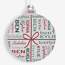 Present Repeating Name Personalized White Wood Ornament - 58783