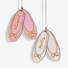 Ballet Slippers Personalized Wood Ornament - 58785