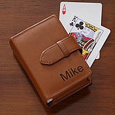 Personalized Leather Playing Card Case - Double Deck - 5888