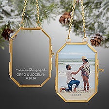 Were Engaged Personalized Gold Octagon Locket Ornament - 58921