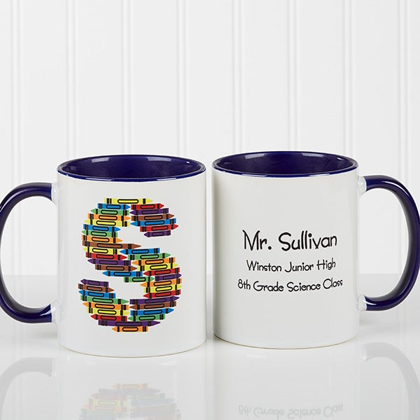 Personalized Coffee Mugs for Teachers - Crayon Letter - 10034