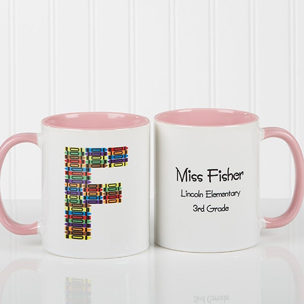 Personalized Coffee Mugs for Teachers - Crayon Letter - 10034