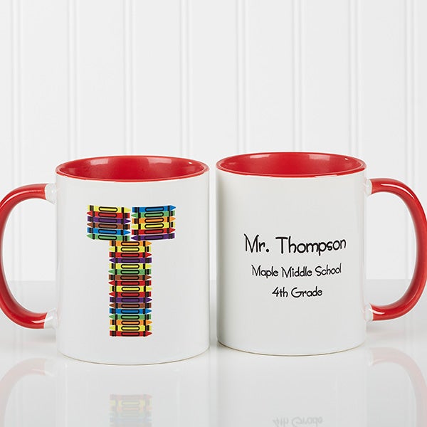 Personalized Coffee Mugs for Teachers - Crayon Letter - 10034