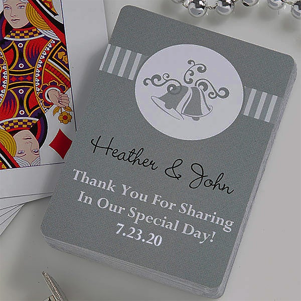 personalized wedding favor playing cards bells