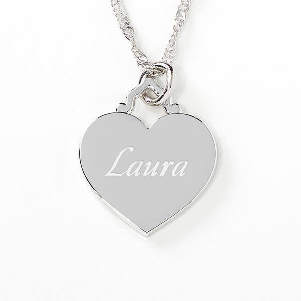 Engraved with Sterling Silver Necklace Heart Personalized Name Necklaces for people you loved