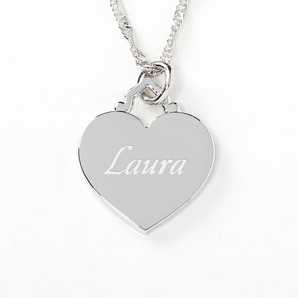 Custom/personalized Heart Locket Necklace Font 2 / Silver