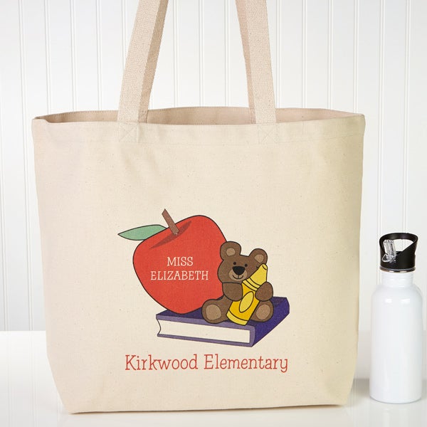 Personalized Teacher Tote Bags Teddy Bear