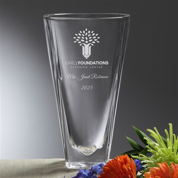 Personalized Logo Engraved Logo Crystal Vase  - 10108