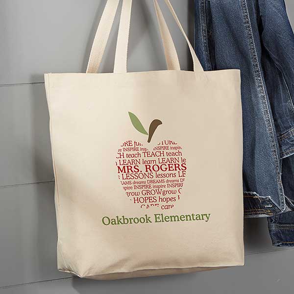 Personalized Apple Tote Bag for Teachers - 10200
