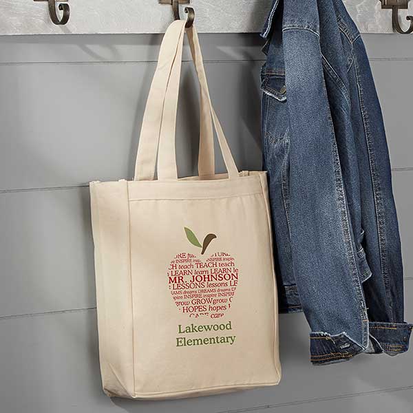 Personalized Apple Tote Bag for Teachers - 10200