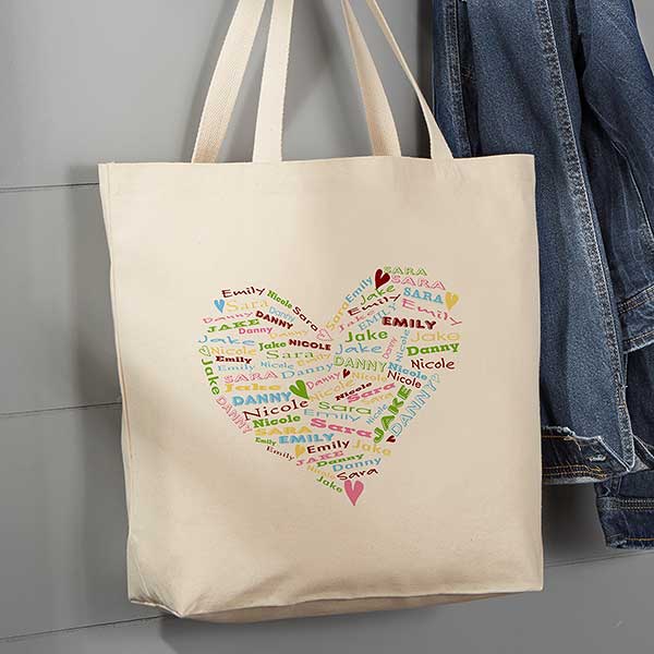 Personalized Canvas Tote Bag - Her Heart Of Love - 10352