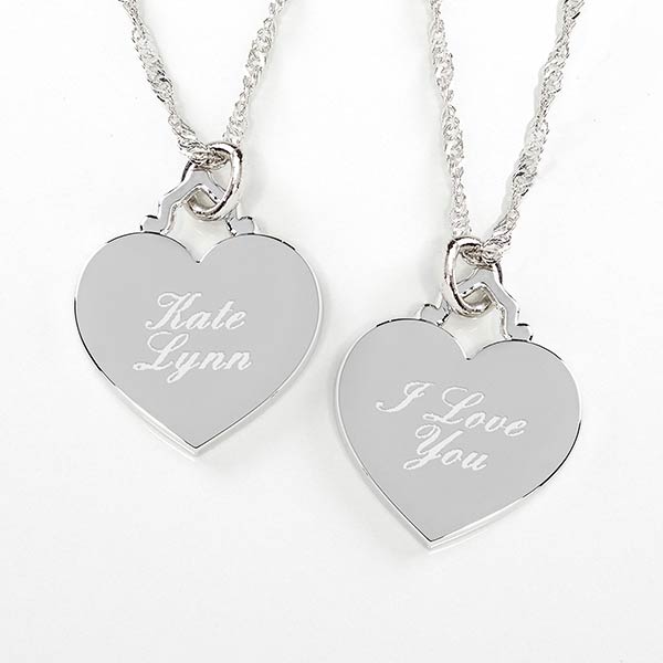 Personalised Silver Heart Pendant Engraved both sides 4 lines up to 11 letters