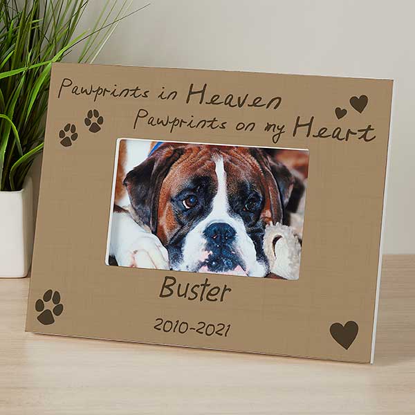 Personalized Pet Memorial Picture Frame - Pawprints in Heaven - 10682