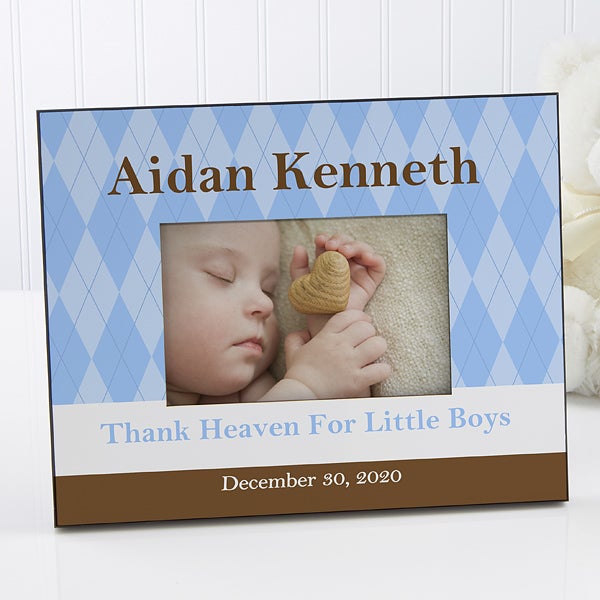 Personalized Baby Photo Frame Classic Argyle