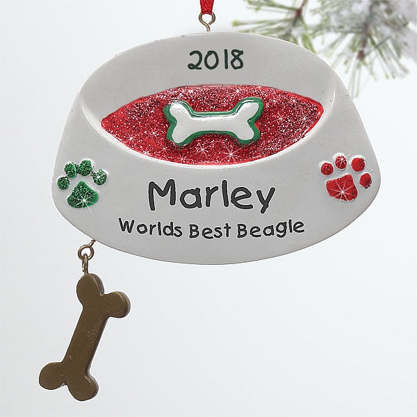 Personalized Dog Christmas Ornaments Dog Bowl