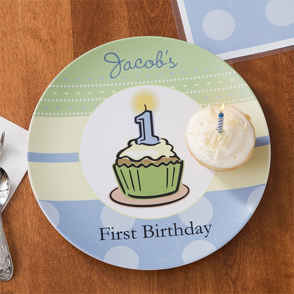 Personalized Boys First Birthday Dinner Set - Plate & Bowl - 10861D