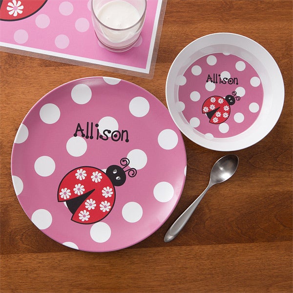 Personalized Plate for Girls Ladybug Love Kids Gifts