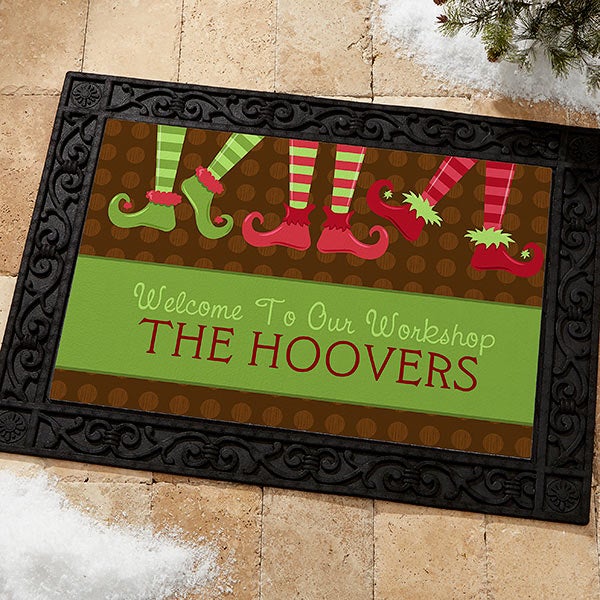 Personalized Holiday Doormats Christmas Elves