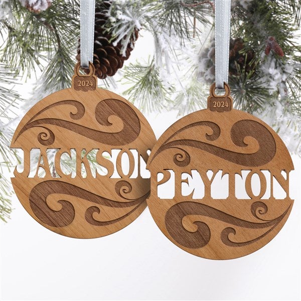 Personalized Red Wood Name Ornament - 11087