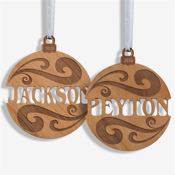 Personalized Red Wood Name Ornament - 11087