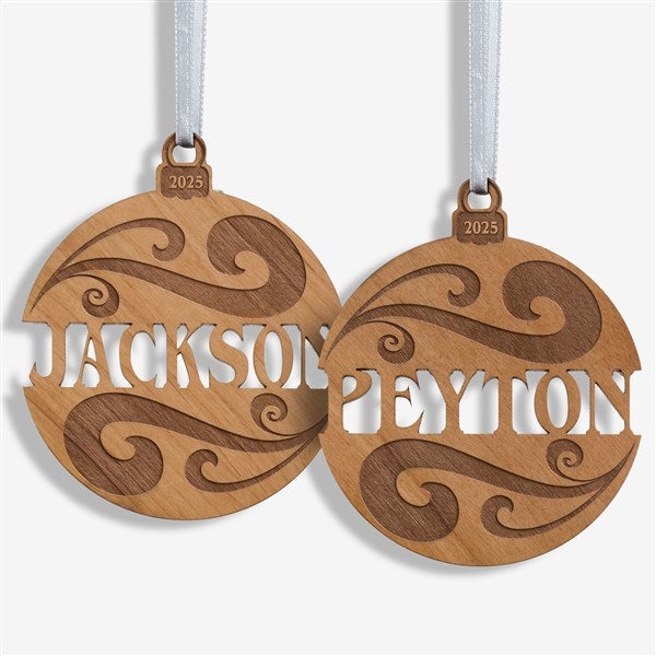 Personalized Red Wood Name Ornament - 11087