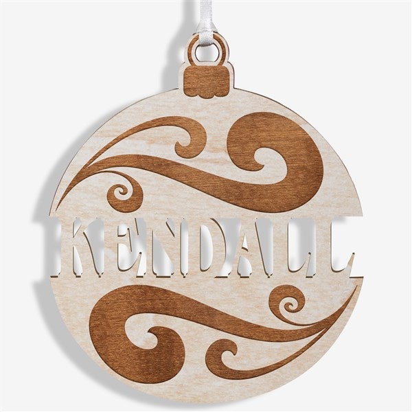Personalized Red Wood Name Ornament - 11087