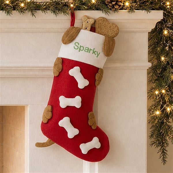 Personalized Christmas Stockings for Dogs - Doggie Bones - 11090