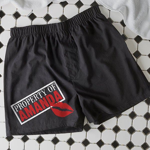 Personalized Black Boxer Shorts - Sealed With A Kiss